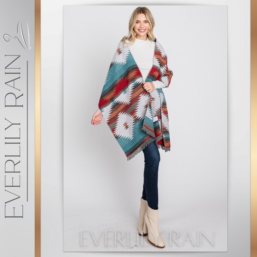 LAST ONE! Aztec Print Wide Long Scarf - Picture 3 of 12